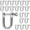 KEILEOHO 20 pezzi Grilli a forma di D M5, grillo 5 mm in acciaio inox 304, D anello Grillo per sartiame fune in acciaio, cordini, argento