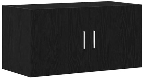 vidaXL Wandschrank Schwarz Eichen-Optik 80x39x40 cm Holzwerkstoff, TV-Hängeschrank, TV-Hängeschränke, schwebender TV-Schrank, Wandschrank