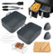 Lot de 10 accessoires pour friteuse à air chaud, 150 pièces de papier sulfurisé, accessoires de cuisine électriques, 2 moules en silicone pour friteuse à air chaud Ninja Foodi Max Dual Zone AF400EU