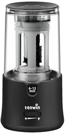 Electric Pencil Sharpener, Fast Sharpening for 6-12mm No.2/Colored/Sketch Pencils, Auto Stop Function, Plug in Design, Suitable for Artists/Home/School/Office Use (Black)