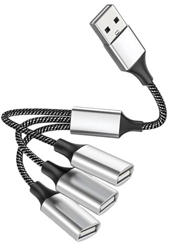 Sharelove USB Splitter 3 Port Practical 1 In 3 Out USB Adapter, USB Male to Usb Three Female Adapter for Charging/Data Transfer/OTG Functions Usb Extender Hub Compatible with Laptop Mac Car