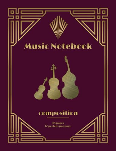 Cahier de Musique Pourpre - 48 Pages de Portées – Modèle Instruments à Cordes (Violon, Alto, Violoncelle, Contrebasse): Music Manuscript Book Purple – ... Edition (Violin, Viola, Cello, Double Bass)