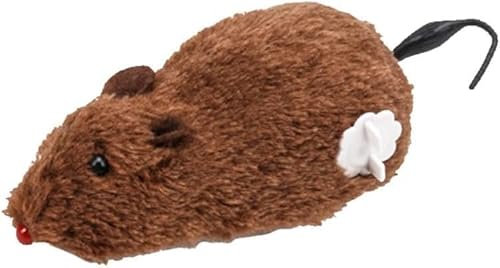 Yjemle Brown Furry Mice Cat Toy Wind Up Toys Realistic Mouse Toys Funny Moving, Cat and Animals Interactive Play Mouse for Kitten, Mice Animals