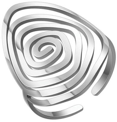 fycouyee Stahl Spirale vierseitig offener Ring Hipster Persönlichkeit Design Edelstahl Ring