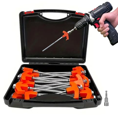 20x Zeltheringe - Drehbare Schraubheringe mit Gewinde, Heringe Camping Mit Steckschlüssel, Zeltheringe Sturmsicher with Box, Zeltpflöcke ideal für harten Boden, Wald, Wiesen, Felsen
