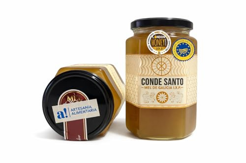 Miel Cruda de Costa Norte de Galicia IGP 1 kg - Mariña Lucense – 100% Natural Sin Filtrar ni Pasteurizar | Miel Artesanal Directa del Apicultor | Conde Santo
