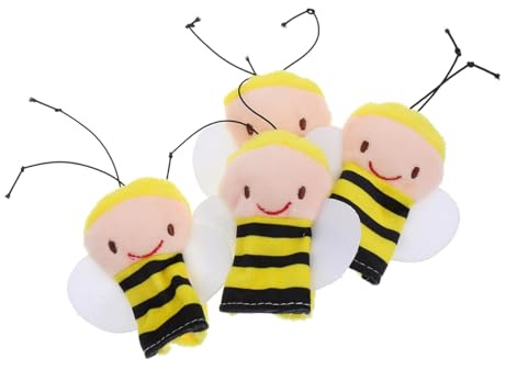 Abaodam 4 Stück Teiliges Biene aus Weichem Plüsch Liebevoll Gestaltete Handpuppen für Kleinkinder Fördert Kreatives Rollenspiel und Spielerisches Lernen für Kindergeburtstag und