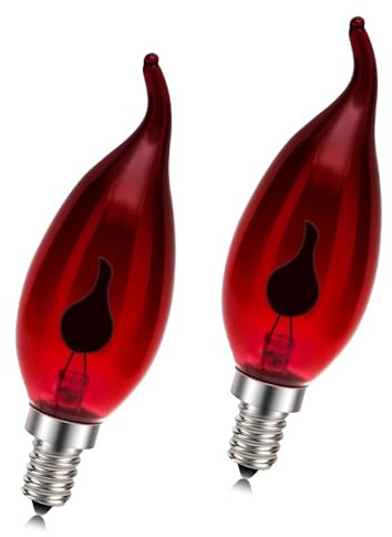 Ruiandsion Roter Blitz E14 Leuchten 3W, 2er-Pack Flackernde Flamme LED Leuchten für Innenbereich, Wandleuchten, Nachtlichter & Urlaubs-Lichterketten