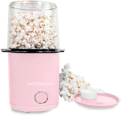 Nostalgie Popcornmaschine, Heißluft-Popcorn-Maschine, 8 Tassen, Schüssel und Deckel, 2-in-1 Messbecher, ölfreie Popcorn Messbecher für Filmabend, Snacks, Geburtstagsfeiern und mehr