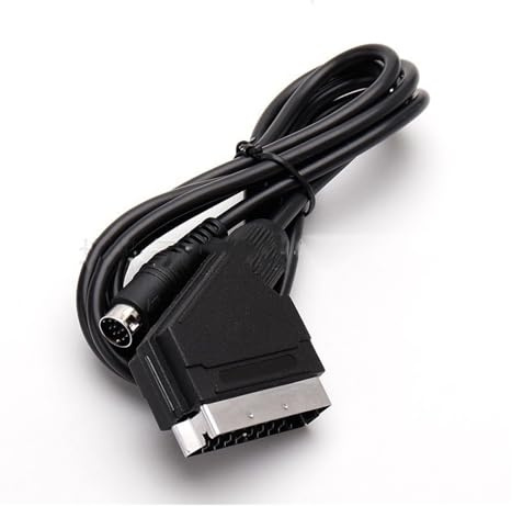 AANAN Cable AV SCART RGB for Consola Sega Genesis 2/3 Modelo 2 Modelo 3, Cable de Videojuego blindado de 1,8 m for conexión de TV de Juegos Retro