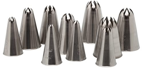 Ateco 850-10 Piece Closed Star Tube Set, Stainless Steel Pastry Tips, Sizes 0-9