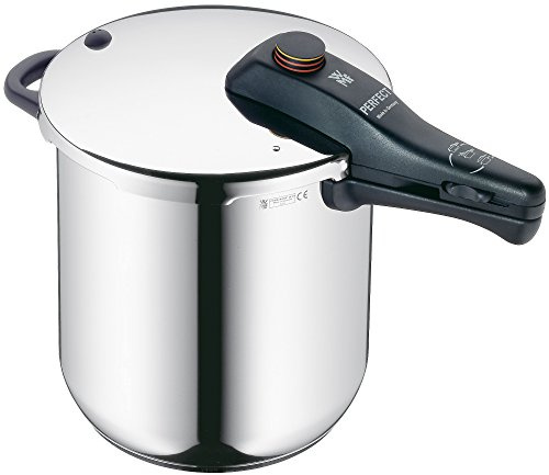 WMF Perfect Schnellkochtopf Induktion 8,5l Dampfkochtopf mit Einsatz, Cromargan Edelstahl poliert, 2 Kochstufen, Einhand-Kochstufenregler