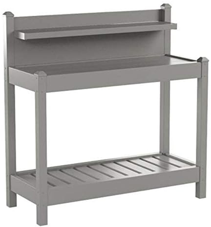 DuraTrel Greenfield PVC Vinyl Indoor Outdoor Table Potting Bench Station with Shelf for Plant Accessories & Gardening Supplies Storage, Mocha