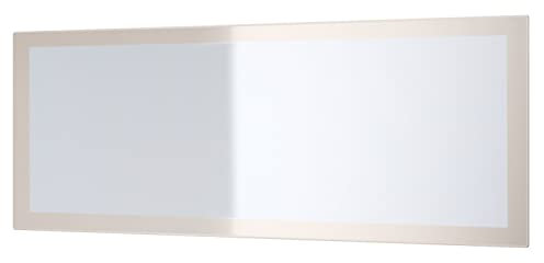 Vladon Spiegel Lima, Wandspiegel mit Rahmen im modernen Stil, Sandgrau Hochglanz (139 x 55 cm)
