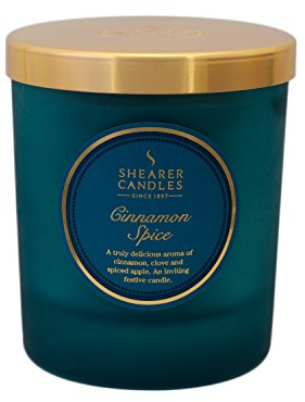 Shearer Candles Cinnamon Spice Scented Jar Candle with Gold Lid-Teal, Green, 7cm l x 7cm w x 8.4cm h