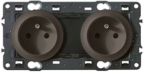 LEGRAND - Prise Electrique Double avec Terre Précâblée Céliane Surface - Prise Affleurante avec Socle Rétractable - Graphite