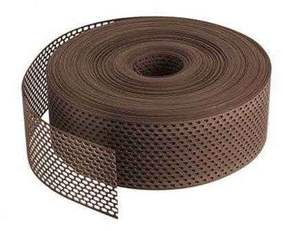 Fassadenprofile Traufgitter 60m x 80mm Braun Traufgitter aus PVC, Ovallochung, Lüftungsband für optimale Fassaden- und Dachbelüftung