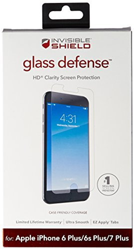 ZAGG InvisibleShield Glass Defense Screen Protector for Apple iPhone 8 Plus, iPhone 7 Plus, iPhone 6s Plus / 6 Plus - Clear
