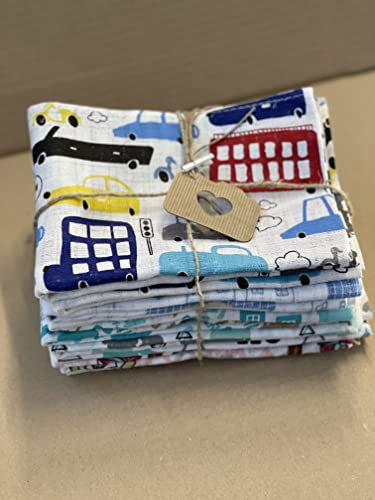 10 Stück - Stoffwindeln mit buntem Aufdruck Stoffwindel Windeln Windel Mullwindeln Spucktuch Spucktücher 80x80 cm