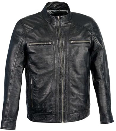 Milwaukee Leather Herren Sfm1860-schwarz-l Motorrad-Lederjacke aus Schaffell mit Reißverschluss vorne, schwarz, Large