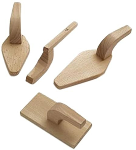 Playlearn 4 Wooden Construction Toys for Role Play -DIY Wooden Construction Kits for Kids Pretend Play-Woodworking and DIY Activity Bricklaying Trowels for Foam Bricks Construction Building Blocks