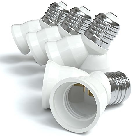 EAZY CASE 20x Lampensockel Adapter - Konverter Y-Form für E27 Fassung auf 2x E27 Lampenadapter für LED-/Halogen- und Energiesparlampen Sockeladapter, weiß