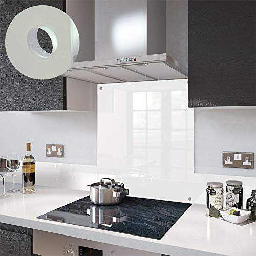 Glass Splashbacks High Gloss White - Made by Premier Range in 60cm Wide x 60cm High with Fixing Holes