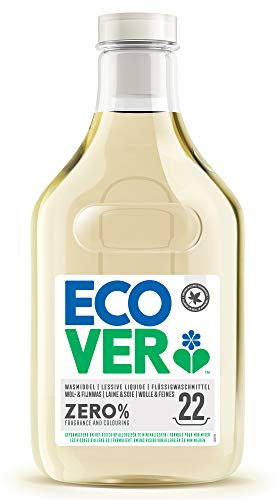 Ecover Non-Bio Zero Wool and Mild Detergent, Liquid Detergent, Mild Detergent for Allergy Sufferers and Sensitive Baby Skin, 22 Loads, 1 Litre