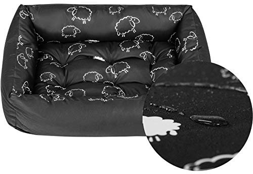 SuperKissen24. Hundebett Hundekorb Hundesofa Tierbett für Kleine, Mittlere und Grosse Hunde - Waschbar - Größe XL - Schwarz und Grau - Schaf