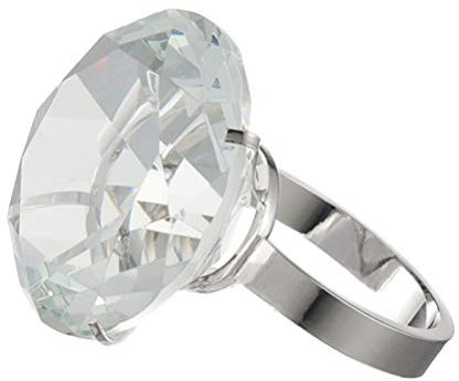 Healifty Crystal Diamant Ring Riesen-Diamant Ring Prop Bachlorette Jumbo Diamant Ring Foto Requisiten für Hochzeit Verlobung Party Gastgeschenke 60 mm, Kristall, Bild 2, 8 cm