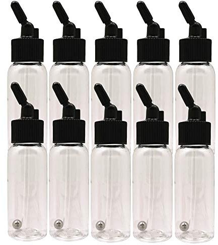 OPHIR Brand Box of 1.06-Ounce, 30ML Plastic Bottles Jars Lid Adapter Dual-Action Siphon Feed Accessories with 10x Rubber Caps, Works with Dual Action OPHIR, Paasche, Iwata, Badger Airbrushes