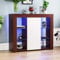 Vida Designs Aparador grande Azura moderno LED de 1 puerta en nogal y blanco, luces RGB (opciones de desvanecimiento/estroboscópico incluidas), estilo mate de madera con características de alto brillo