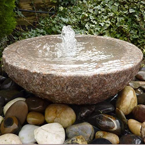 Eastern Connections Babbling Bowl Pink Granite Garden Water Feature Ornament (White LED's)