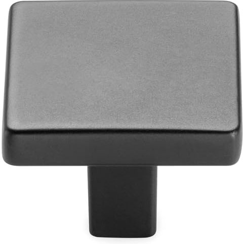 KOOFIZO K03 schwarze Schrankknäufe, mattschwarz, 10 Stück, quadratisch, Einloch, Schrankgriffe für Schränke, Schubladen, Kommoden, Schränke, Schlafzimmer, Schrank, Badezimmer, Waschtisch