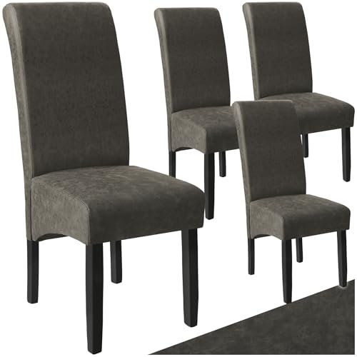 TecTake® Lot de 4 Chaises de Salle à Manger Moderne Chaise Ergonomique Confortable Chaise Design en Cuir synthétique Meuble Salon avec Pieds en Bois pour Salle à Manger, Salon, Coiffeuse, Chambre