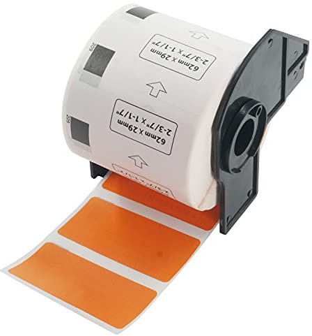 BETCKEY - 1 Rolle DK-11209 Kleine Adressetiketten Kompatibel mit Brother, 62mm x 29mm, 800 Farbige Etiketten Orange für Brother QL Etikettendrucker
