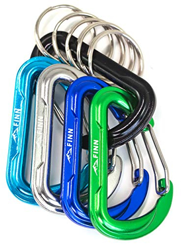 FINN Outdoors Karabiner mit Edelstahlverschluss, Schlüsselanhänger Karabinerhaken Aluminium Mulitfunktions Mini Karabiner für Angeln, Reisen, Camping, Trekking, Pferde und Hunde