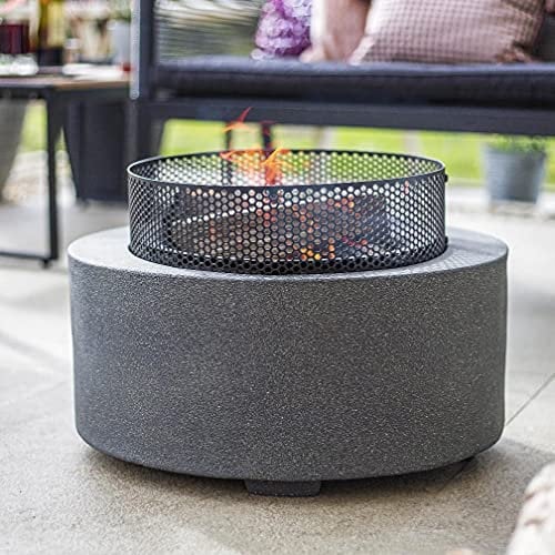 La Hacienda Joto Oval Fire Pit - Grey (Log Burner, Garden Chimenea Patio Heater Stove)