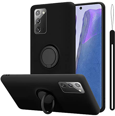 cadorabo Coque Compatible avec Samsung Galaxy Note 20 en Liquid Black - Etui pour Téléphone Portable en Silicone TPU Souple avec Anneau - Coque en Silicone Ultra Slim Soft Back Cover Case Bumper