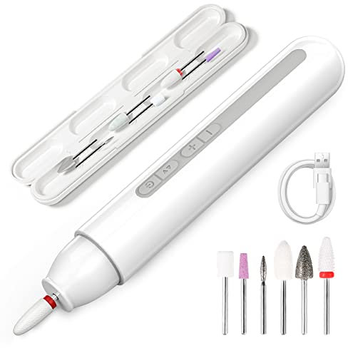 Elektrische Nagelfräser,TOUCHBeauty Elektrisch Nagelfeile Professionell Kabellos für Acrylgel Kallus Entfernen, Maniküre Pediküre Set mit 6 Aufsätze,USB Aufladbar,Verstellbare Geschwindigkei AG-1738