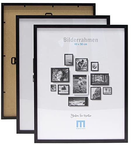 M MERCEO 40x50cm (2Stk) in Schwarz, minimalistischer & moderner Bilderrahmen für Fotos & Bilder. Inkl. Acrylglasschutz. Eignet Sich für die Wand, Hochformat oder Querformat