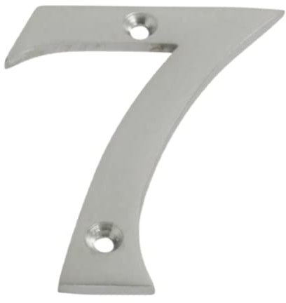 Satin Chrome Door Numbers Screw On 3 Inch Number 7 Door Number Elegant and Bold Door Numerals Suitable for All Door Types Including Wooden uPVC and Composite.