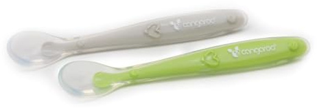 Cangaroo Babylöffel 2er Set TC5010 Silikon, langer Griff, flache Löffelschale grün