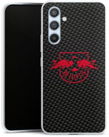Slim Case kompatibel mit Samsung Galaxy A 54 5G Silikon Handyhülle transparent Hülle extra dünn RB Leipzig Carbon Offizielles Lizenzprodukt