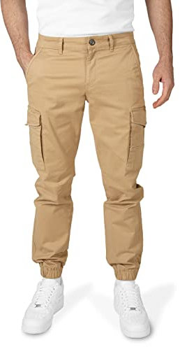WOTEGA Odin - Cargo Jogger Herren Hosen - Männer Cargojeans Mit Stretch - Baumwoll Cargohosen, Beige (Incense 161010), W28/L30