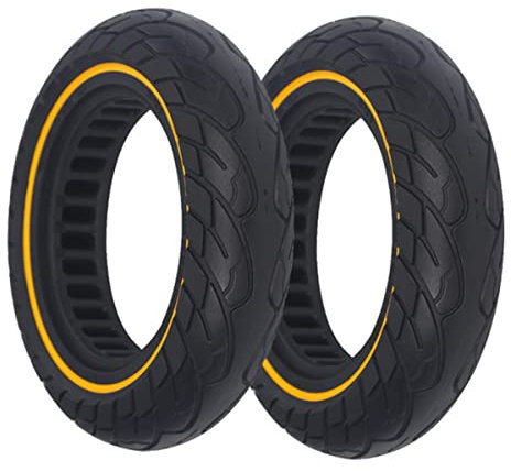 G.V.SHOP® 10X2.5 Zoll 45MM Vollgummirad für Elektroroller Scooter Scooter, Vollgummi, Kompatibel mit NINEBOT G30 Max, Xiaomi PRO 4, Anti-Rutsch, Vollgummireifen, 60/70-6.5 (Gelb 2pcs)