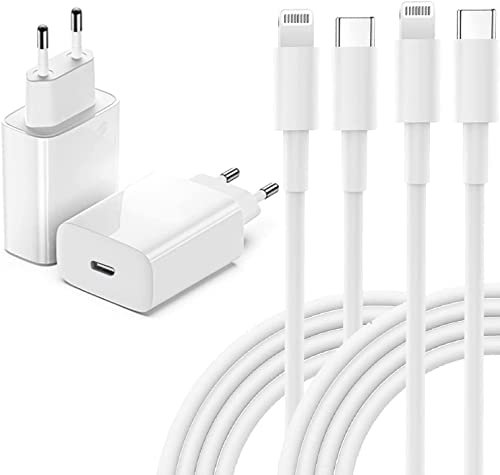 4 Pack Schnellladegerät für 20W USB C Ladegerät mit iPhone Ladekabel 2M,Netzstecker,schnellladekabel, Netzteil,Ladeadapter für iPhone 14 Pro Max 13 Pro 12 11 SE XS Max XR X 8P iPad