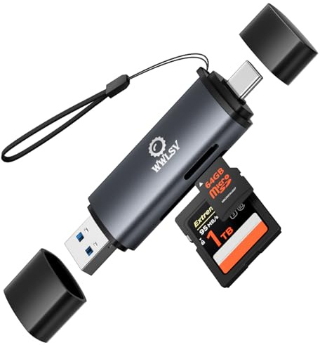 SD-Kartenleser WWLSV USB C Speicherkartenleser Adapter USB 3.0, für SD/Micro SD Speicherkartenadapter für MicroSDXC und SDHC-Karte, SD, SDXC, SDHC, SDKarten, kompatibel mit MacBook, iPad Pro