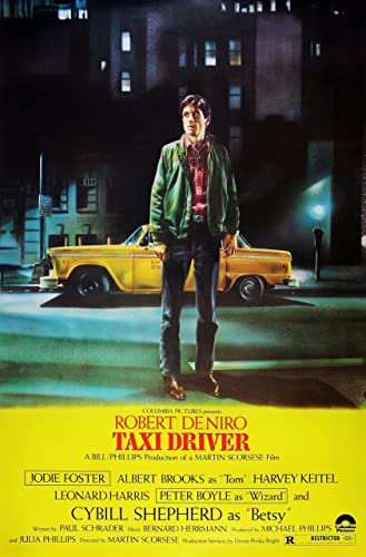 Taxi Driver Deniro Robert Poster A4 - Filmkunstposter in verschiedenen Größen für Wohn- oder Schlafzimmerideen. Randlose Kultfilmbilder, klassische ikonische 70er, 80er, 90er Jahre, Vintage-Retro-Wan