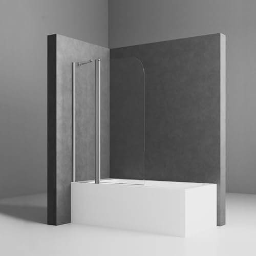Duschwand für Badewanne 100x140cm 2-teilig Badewannenaufsatz Pendeltür Duschabtrennung Badewannenwand 6 mm ESG Glas